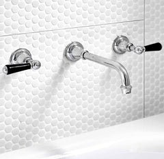 Brodware Neu England Wall Tap Set - 170mm Spout - Black Levers