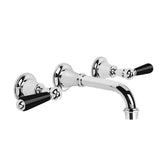 Brodware Neu England Wall Tap Set - 170mm Spout - Black Levers