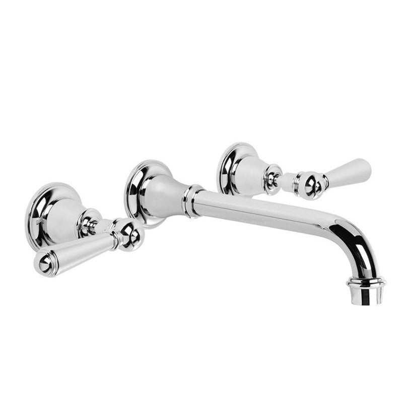 Brodware Neu England Wall Tap Set - 220mm Spout - Metal Levers