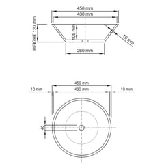 DADOquartz Eden Above Counter Basin - Dimensions