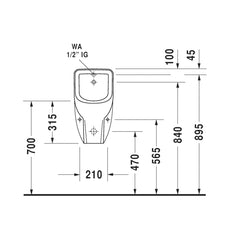 Duravit D-Code Urinal - Dimensions 3