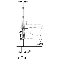 Geberit Duofix Frame for Wall Hung Bidet - Dimensions 2