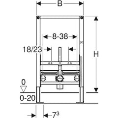 Geberit Duofix Frame for Wall Hung Bidet - Dimensions