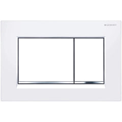 Geberit Sigma 30 Dual Flush Button Plate - White with Chrome Trim