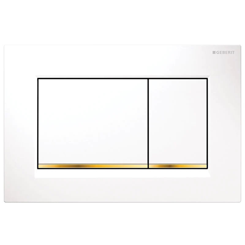Geberit Sigma 30 Dual Flush Button Plate - White with gold trim