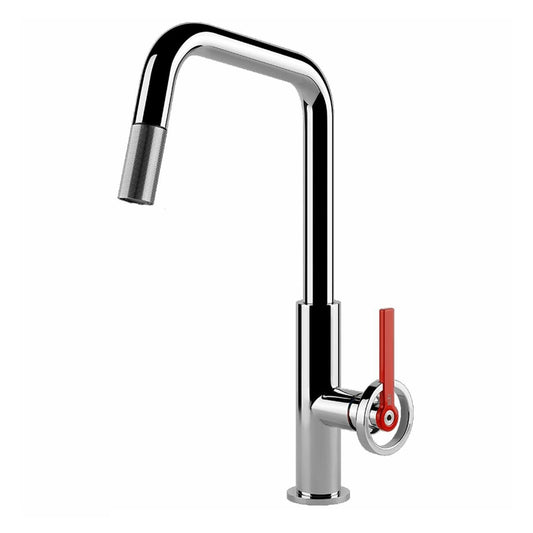 Gessi Officine V Pull Out Kitchen Mixer Tap - Chrome