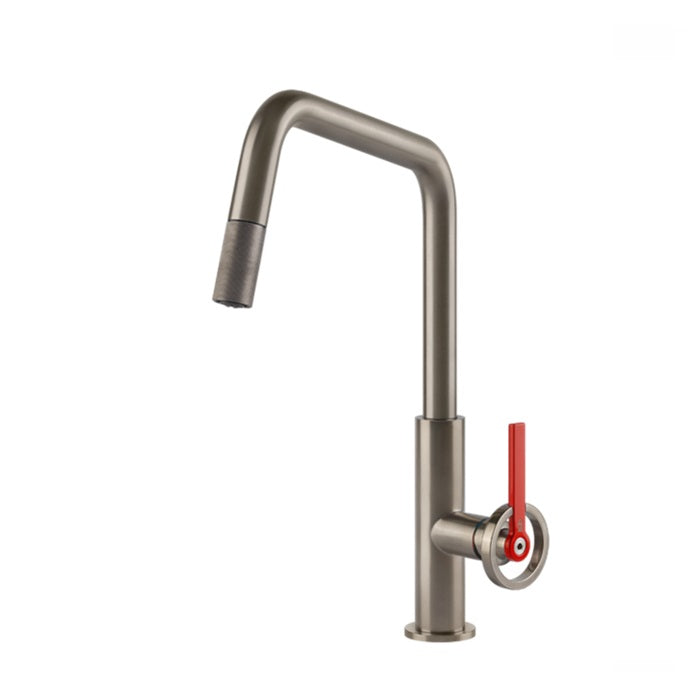 Gessi Officine V Pull Out Kitchen Mixer Tap - Nickel