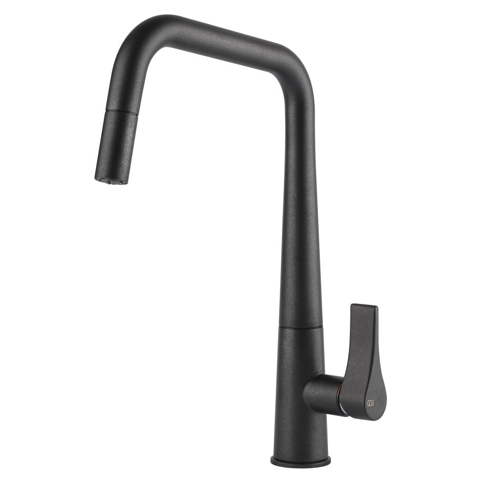 Gessi Proton Pull Out Kitchen Mixer Tap - Black Magma