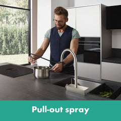 Hansgrohe Aquno M81 Sink Mixer 170 + Pull-out Spout - Stainless Steel - Lifestyle