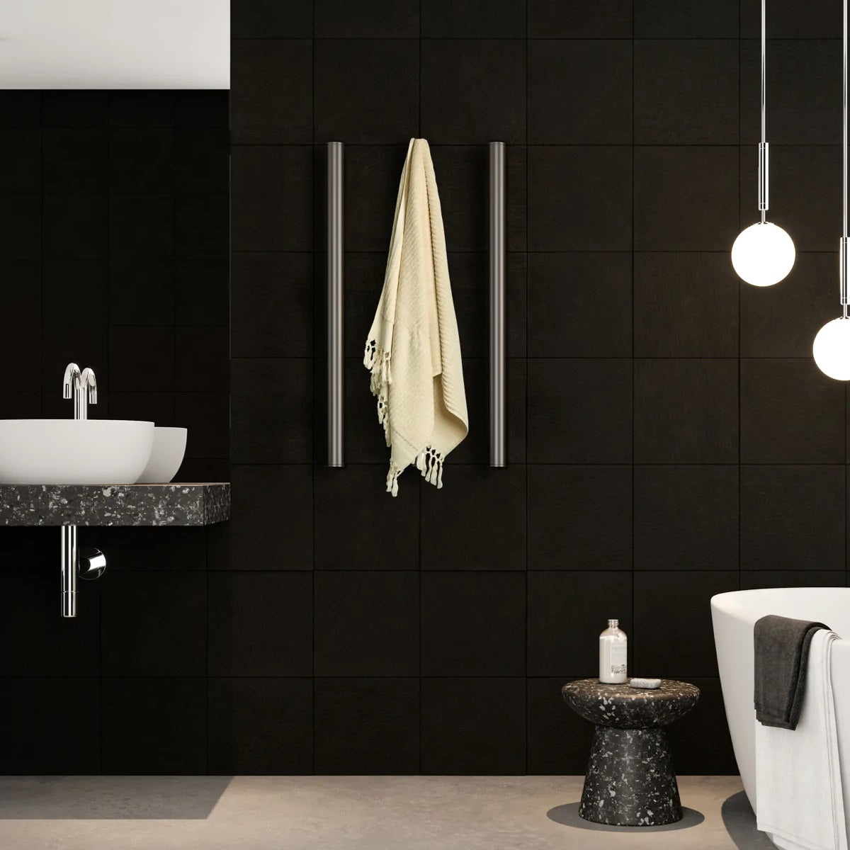 Hydrotherm Tube Series Triple Heated Towel Rail - Gun Metal