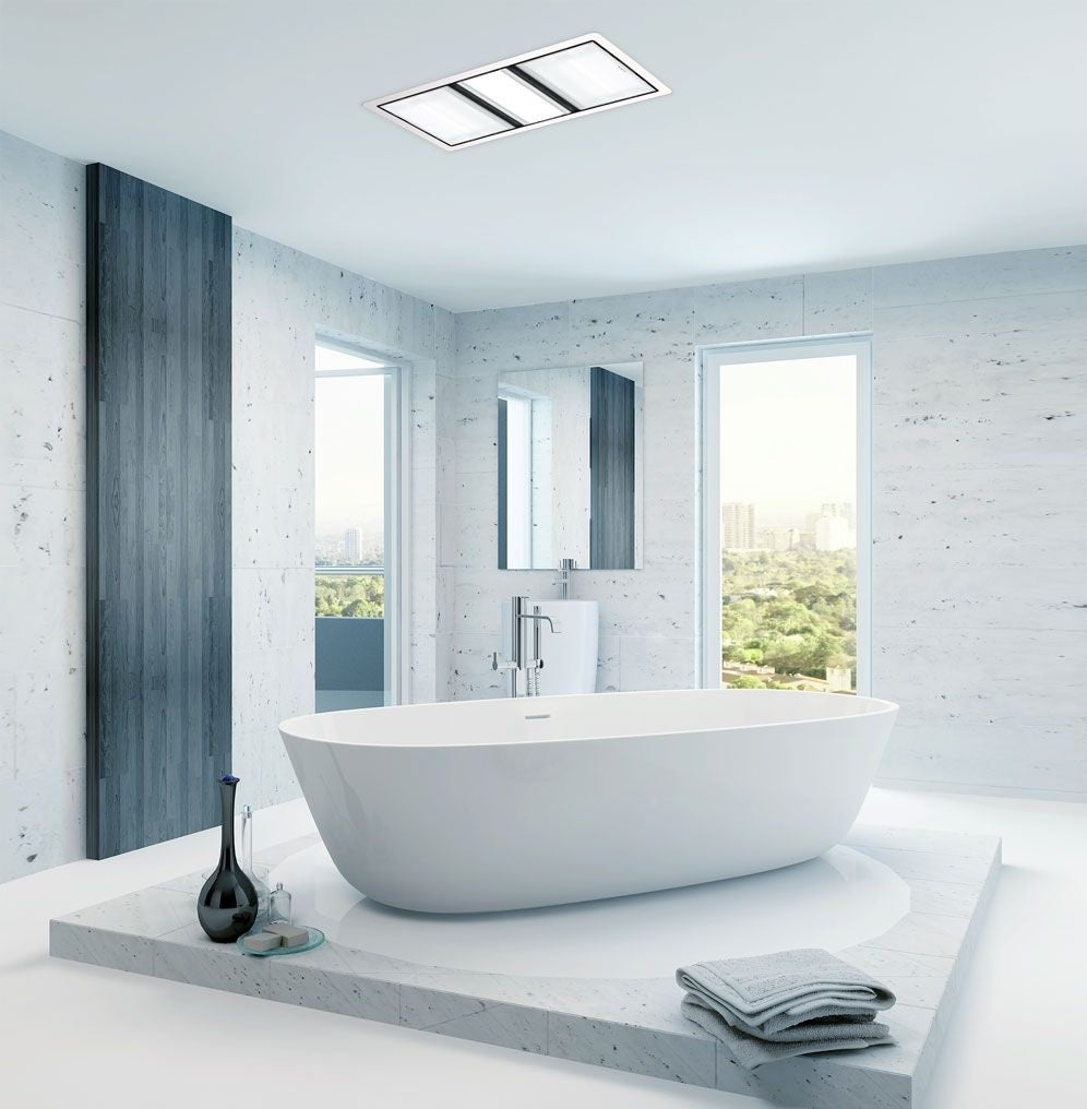 IXL tastic Dual 3 in 1 bathroom light, heater and fan fitted in bathroom display