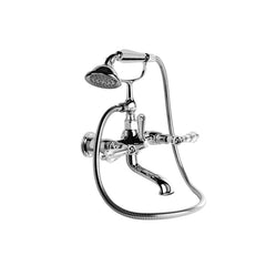 Brodware Neu England Bath Mixer with Handshower - Wall Mounted - Kristall Levers