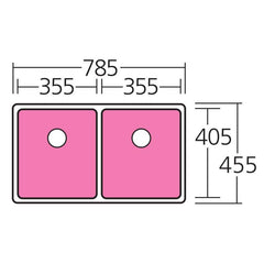 Oliveri Sonetto Double Bowl Undermount Sink - Dimensions