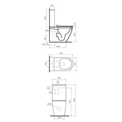 Parisi Ellisse II Wall BTW Toilet Suite with Pressalit Seat - Dimensions