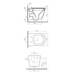 Parisi Ellisse MKII Wall Hung Toilet - Dimensions