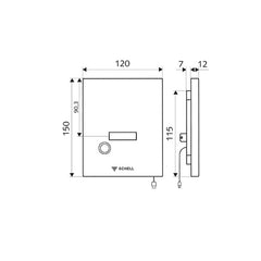 Schell Edition E WC Sensor Plate - Manual Override - Dimensions