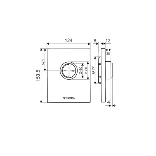 Schell Edition Eco 100 WC Flush Plate ABS - Dimensions