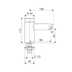 Schell Petit Self Closing Tap - Dimensions