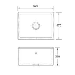 Shaws Whitehall Butler Sink - Dimensions