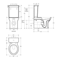 Studio Bagno Impero Back To Wall Toilet Suite - Dimensions