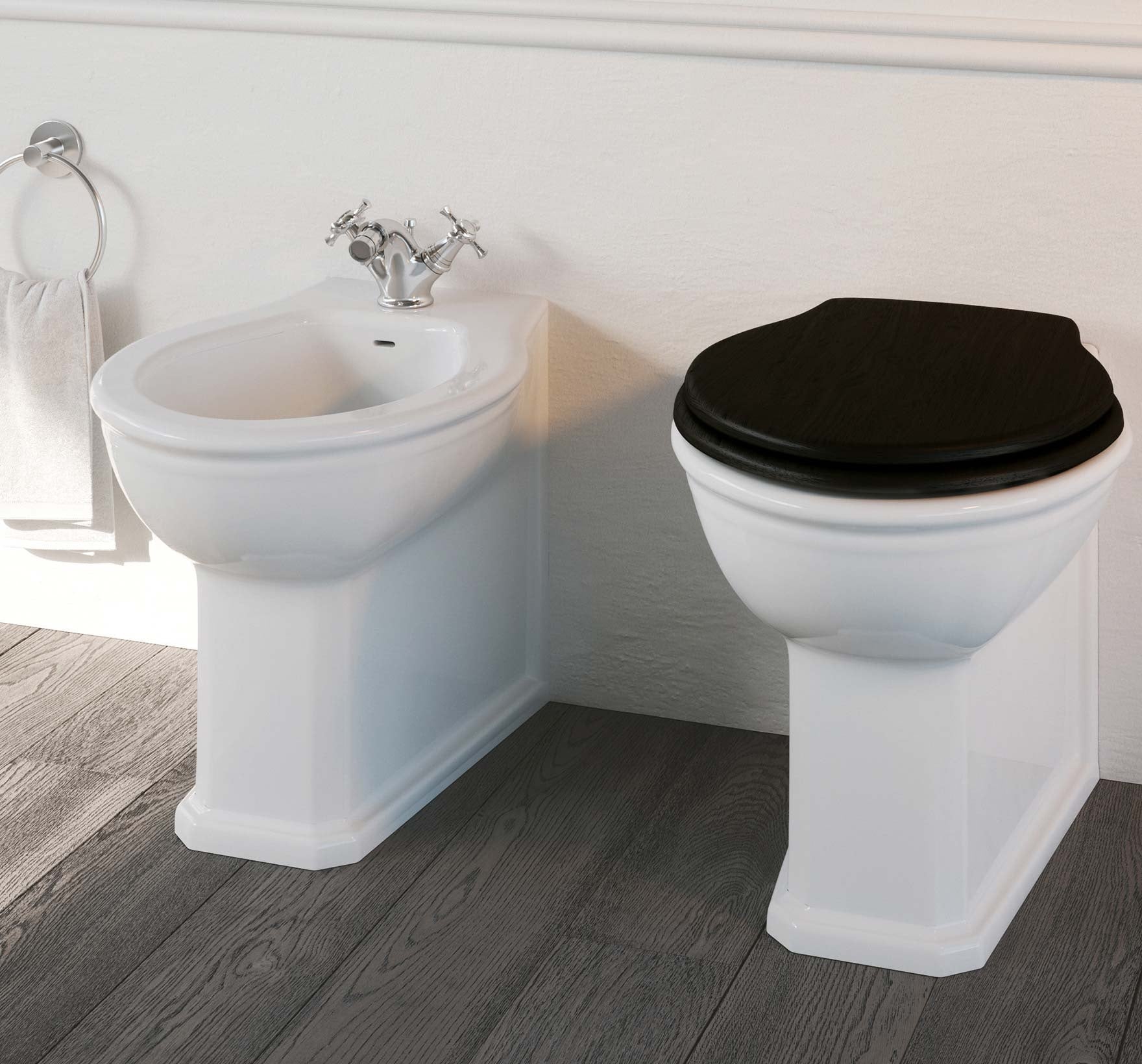 Studio Bagno Impero Rimless Wall Faced Toilet - Black Seat