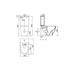 Studio Bagno Lust Rimless Back to Wall Toilet Suite - Dimensions