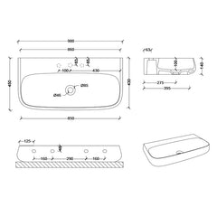 Studio Bagno Nur 90 Above Counter Basin - Dimensions