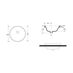 Studio Bagno Soul 1 Inset Basin - Dimensions