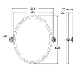 Turner Hastings Mayer Pivot Oval Mirror - Dimensions