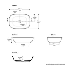 Victoria & Albert Amiata 60 Above Counter Basin - Dimensions