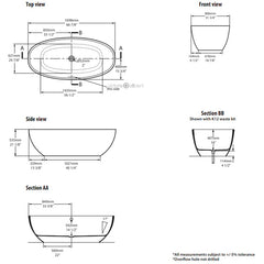 Victoria & Albert Barcelona Freestanding Bath - Dimensions