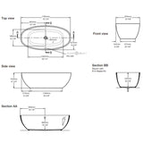 Victoria & Albert Barcelona Classic Freestanding Bath - Dimensions