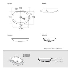 Victoria & Albert Kaali 60 Undermount Basin - Dimensions