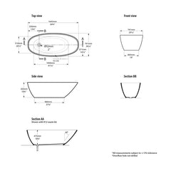 Victoria & Albert Mozzanno Freestanding Bath - Dimensions