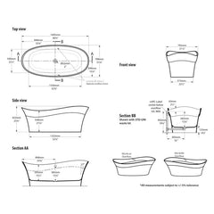 Victoria & Albert Pescadero Freestanding Bath - Dimensions