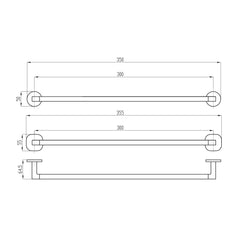 Villeroy & Boch Architectura 300mm Single Towel Rail - Dimensions