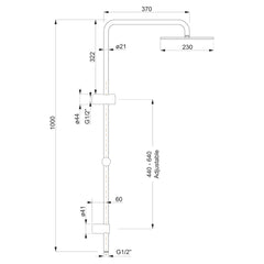 Villeroy & Boch Architectura Style Shower System - Dimensions