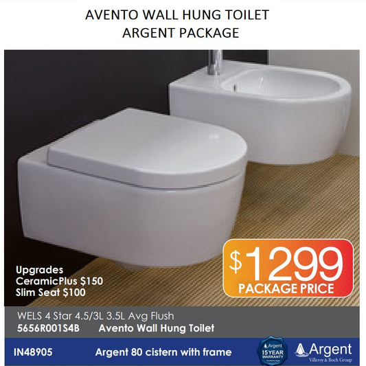 Villeroy & Boch Avento Wall Hung Toilet - Argent Package
