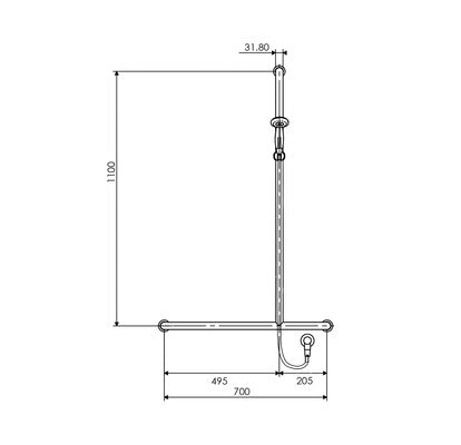 Villeroy & Boch Embrace Classic 32 Inverted T Shower - Right Hand - Dimensions