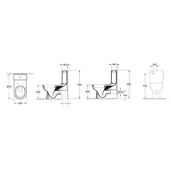 Villeroy & Boch O.Novo Back to Wall Toilet Suite - Dimensions
