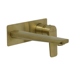 Villeroy & Boch O.Novo Style Rectangular Wall Mounted Basin Mixer Set - Brushed Gold