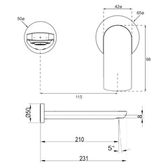 Villeroy & Boch O.Novo Wall Mounted Basin Mixer Set - Dimensions