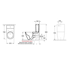 Villeroy & Boch Subway 3.0 TwistFlush BTW Toilet Suite - Dimensions