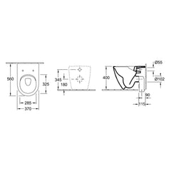 Villeroy & Boch Subway 3.0 Wall Faced Toilet - Dimensions
