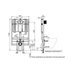 Villeroy & Boch Viconnect 80 In Wall Cistern & Frame - Dimensions