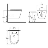 Villeroy & Boch Vista Hygienic Flush Wall Hung Toilet - Dimensions