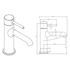 Vita Basin Mixer - Dimensions