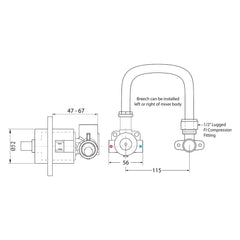 Villeroy & Boch Wall Mounted Basin Mixer Body - Dimensions