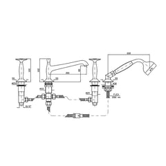 Zucchetti Bellagio Hob Mount Bath Tap Set - Cross Handles