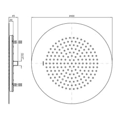 Zucchetti Ceiling Mounted Round Shower Head - Dimensions